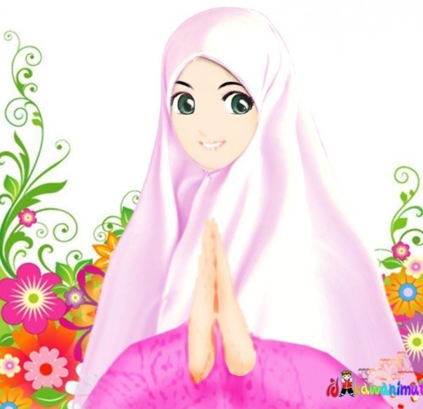 550 Gambar Kartun Muslimah Ungu HD Terbaik